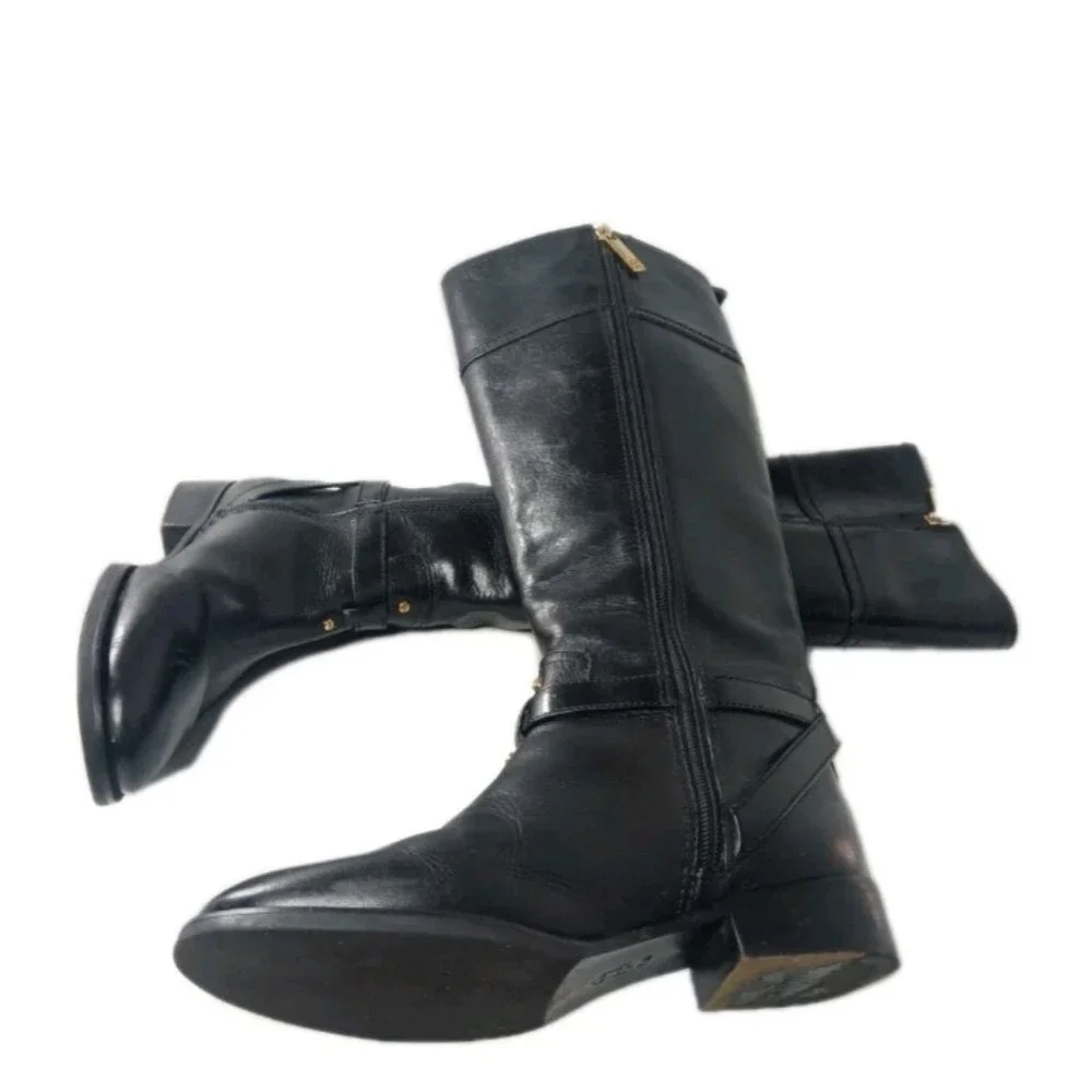 Tory Burch Brita Tall Riding Boots Women's Size 7.5 Black Leather Retail $495